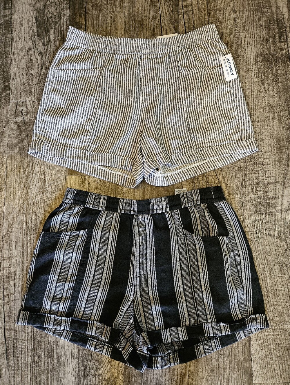 NWT Old Navy Linen Blend Stripe Shorts Bundle Medium